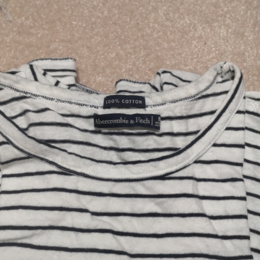 White with navy stripe T. Shirt
